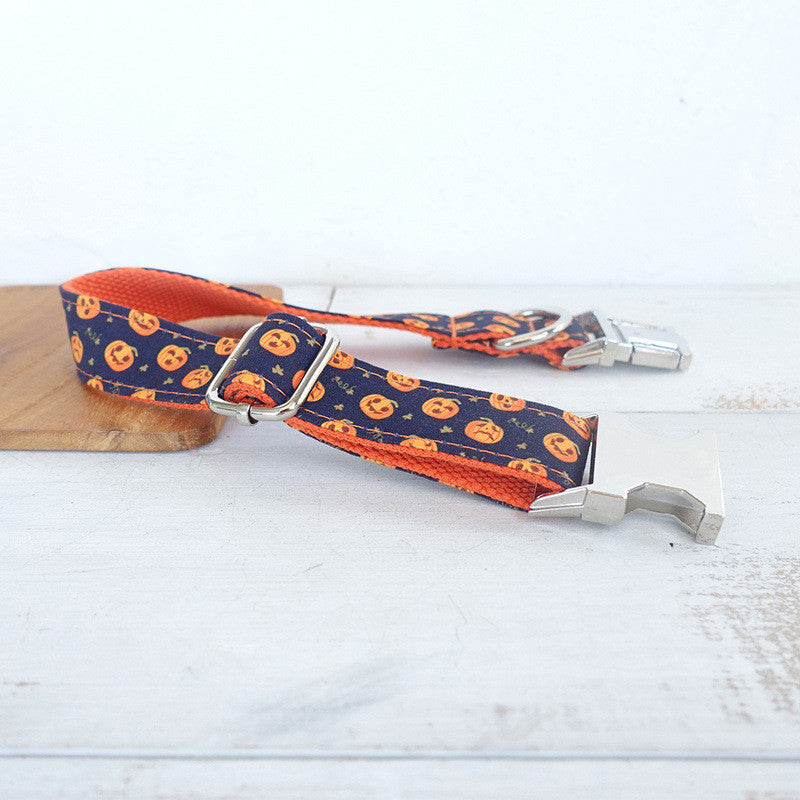 Halloween Jack-o-Lantern print Bow Tie Collar and Leash
