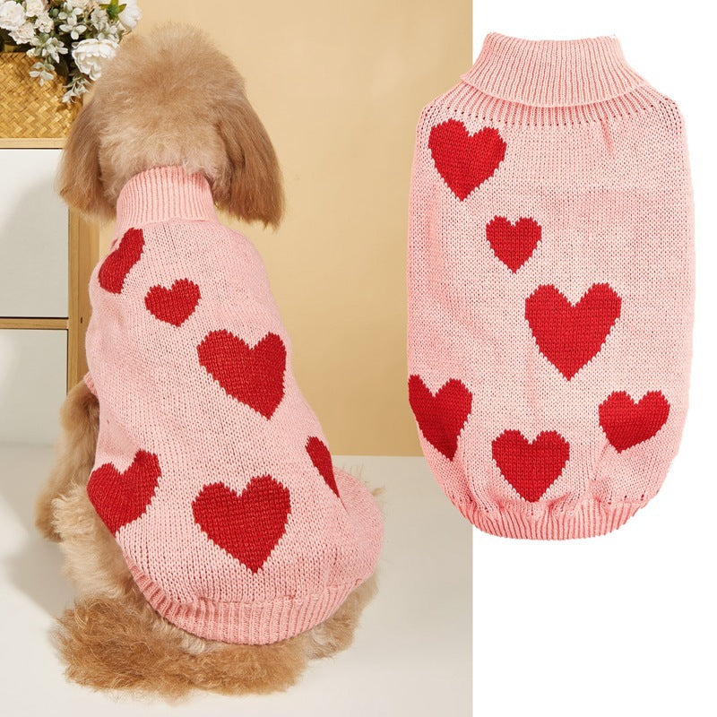 Knitted Hearts Dog Sweater