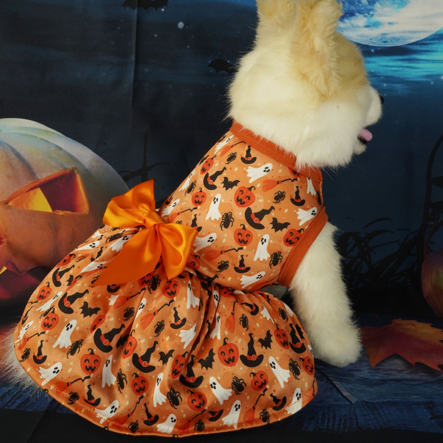 Spooky Halloween Pet Dress with Bow