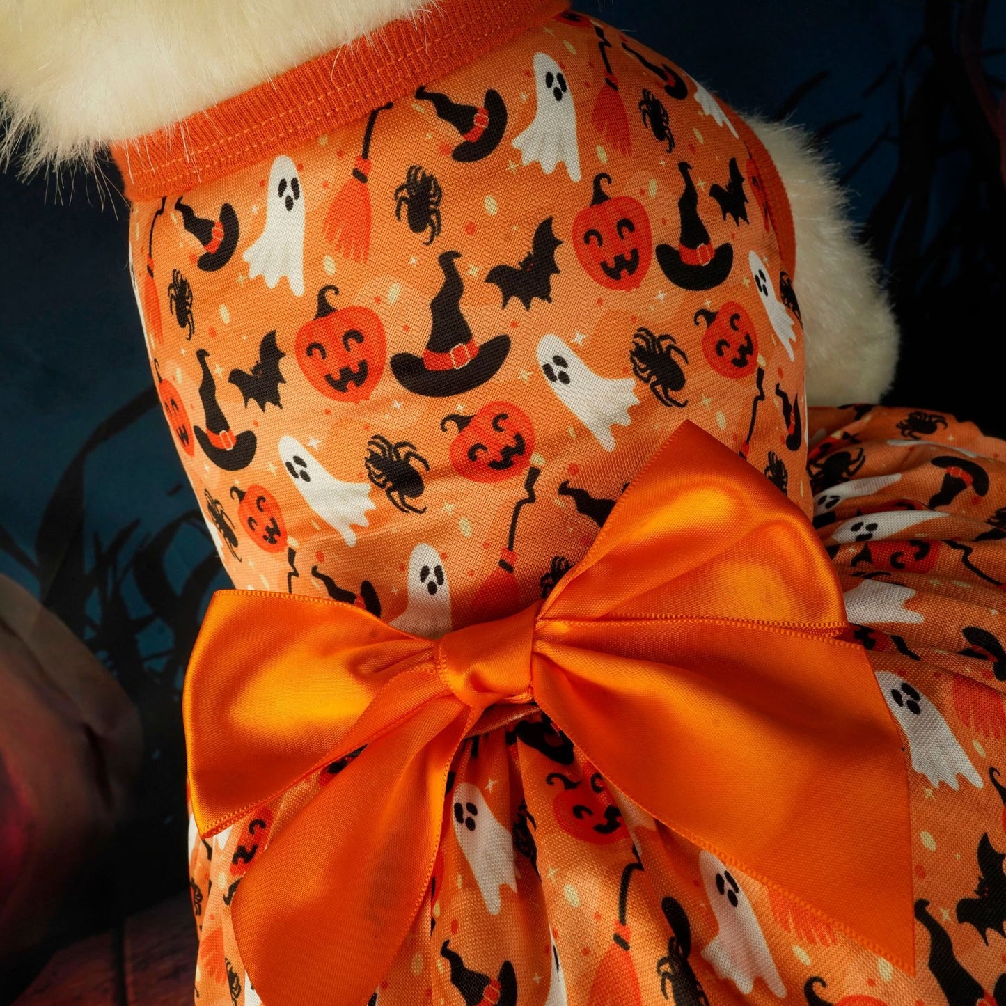 Spooky Halloween Pet Dress with Bow