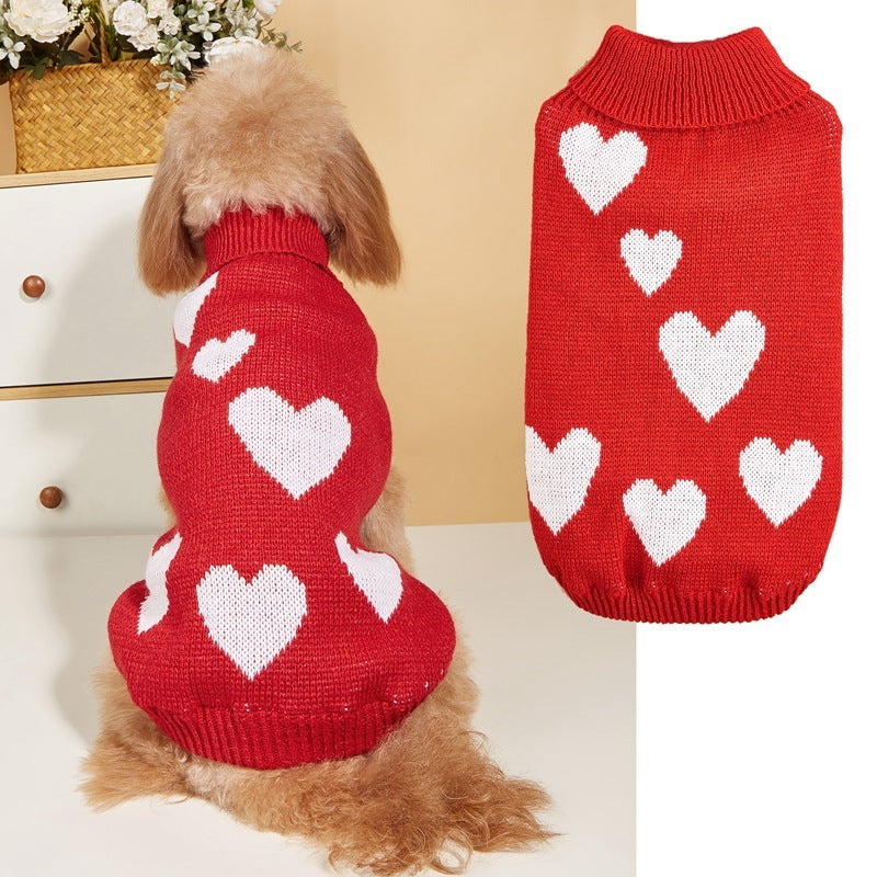 Knitted Hearts Dog Sweater