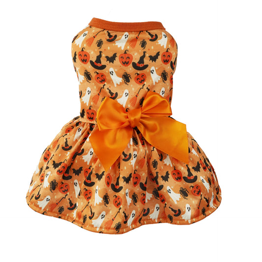Spooky Halloween Pet Dress with Bow