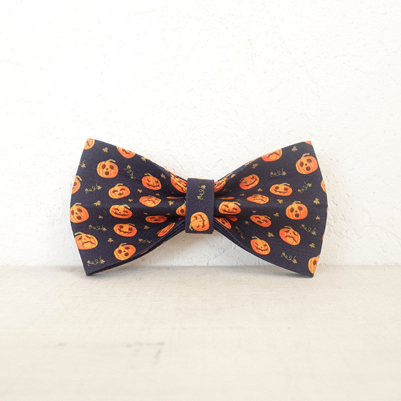 Halloween Jack-o-Lantern print Bow Tie Collar and Leash