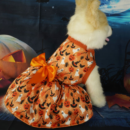 Spooky Halloween Pet Dress with Bow