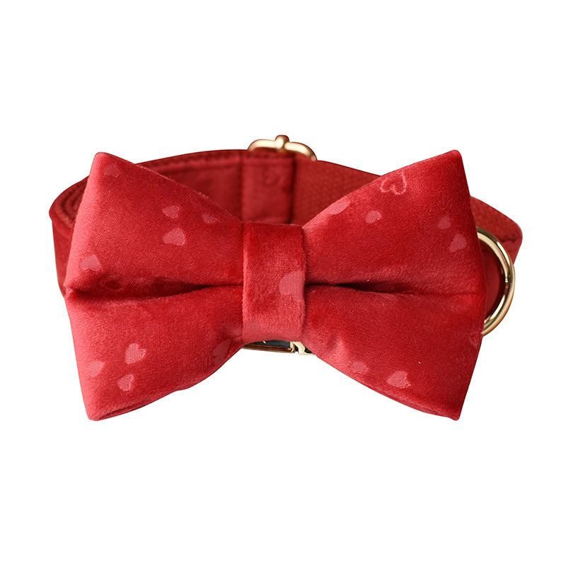 Valentine's Day Red Heart Velvet Collar