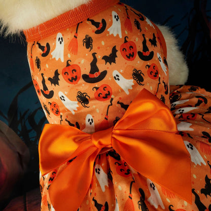 Spooky Halloween Pet Dress with Bow