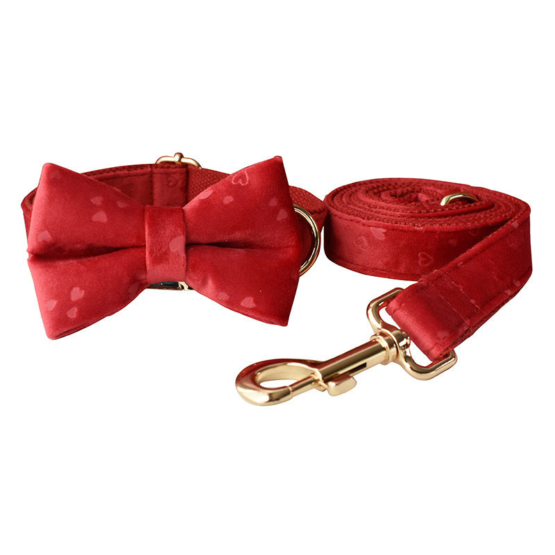 Valentine's Day Red Heart Velvet Collar